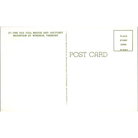 Toll Bridge & Ascutney Mountain Windsor VT Vintage Covered Bridge Postcard PC15 - Picture 2 of 2